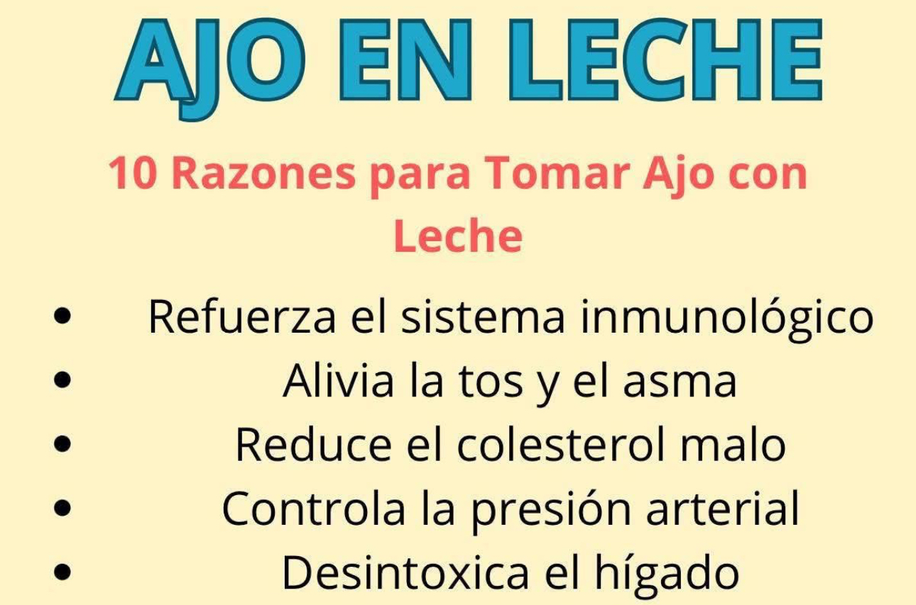 Infografía sobre los beneficios del ajo en leche