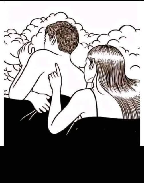 Ilustración de pareja de espaldas durmiendo